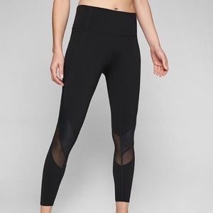 Athleta Black Mesh Shine Salutation 7/8 Leggings